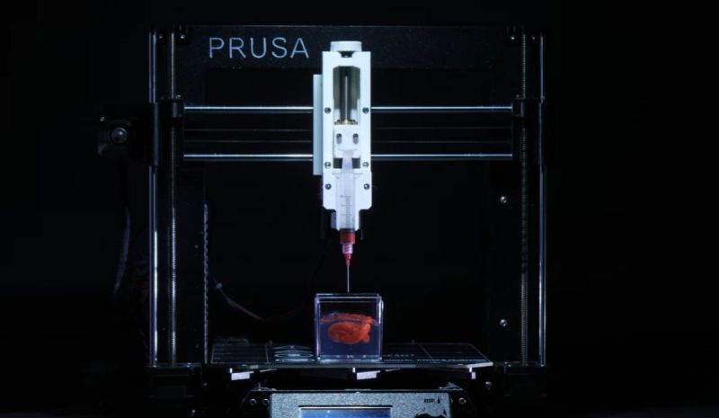 Liquid 3D printing extruding silicone into hair gel