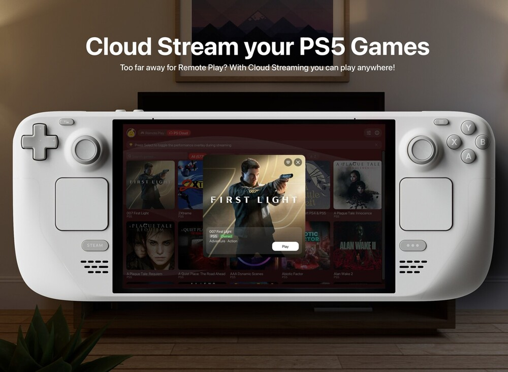Accessing the PS Plus cloud streaming game library directly on handheld via Asobi