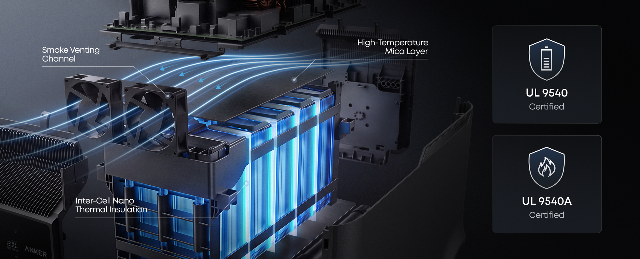 Anker SOLIX S5000 internal 314Ah grid-grade LiFePO4 cells and safety architecture