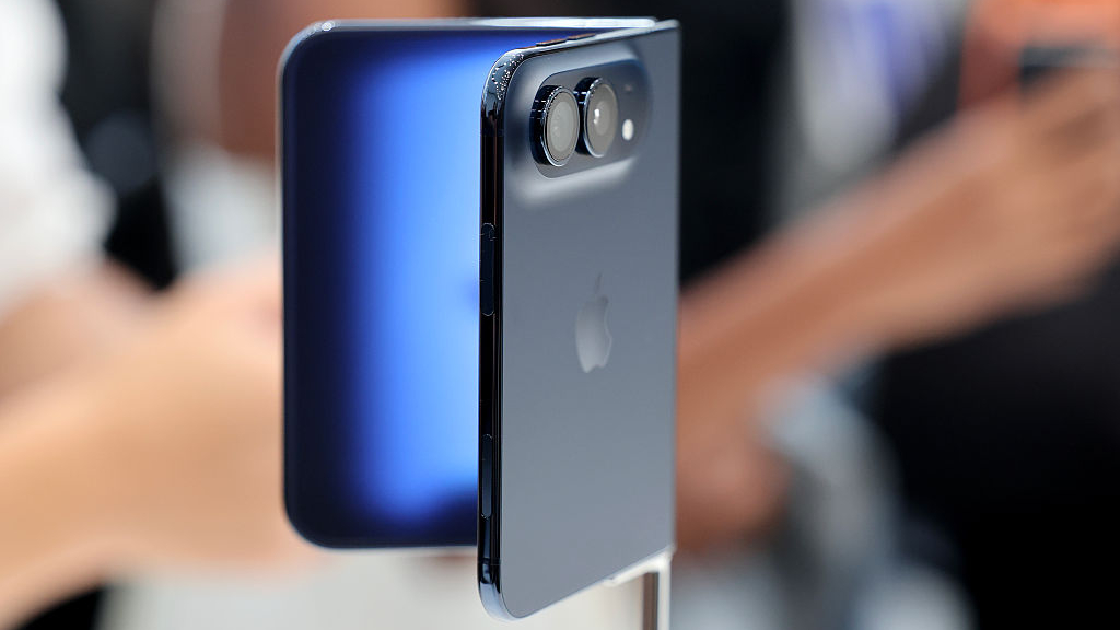 Apple iPhone Duo shown half-folded in hover display mode