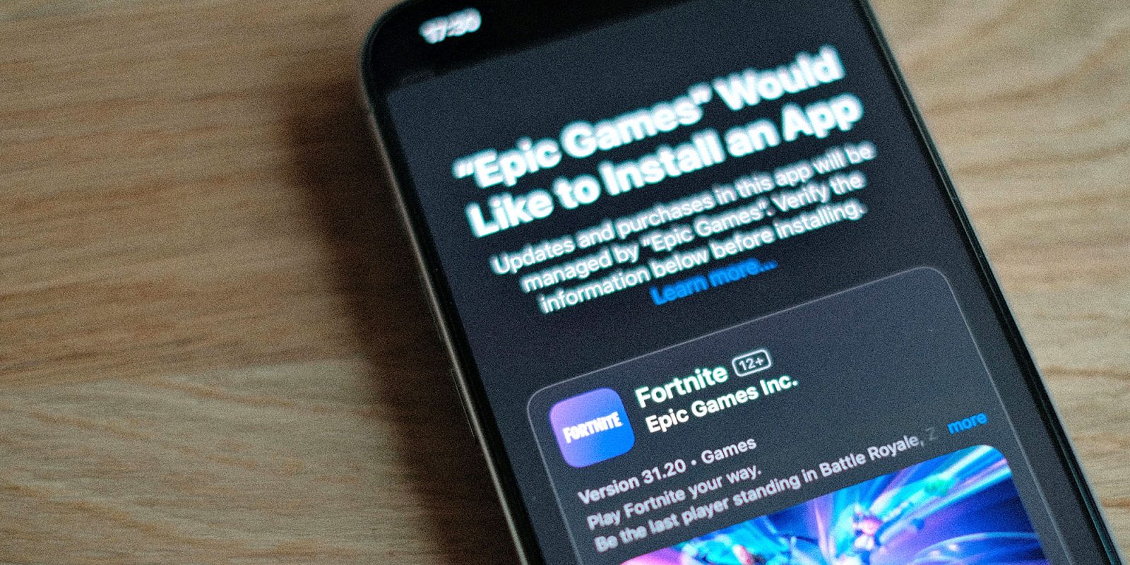 iPhone prompt installing Epic Games alternative app marketplace