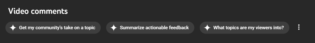YouTube Studio AI's suggested prompt buttons
