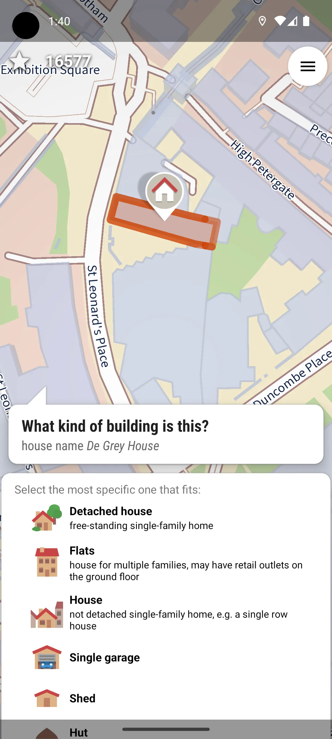 StreetComplete question interface: swipe to answer