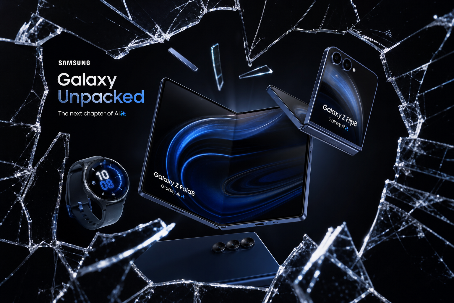 Samsung Galaxy Unpacked 全系渲染图泄露：Z Fold 8 变宽、Flip 8 换色、Watch 9 涨价