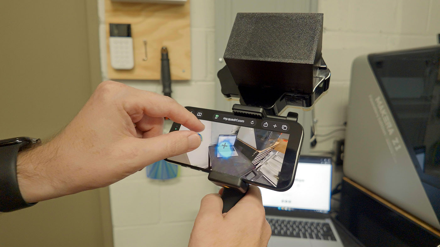 QuadRF AR interface: WiFi signals overlaid on phone camera