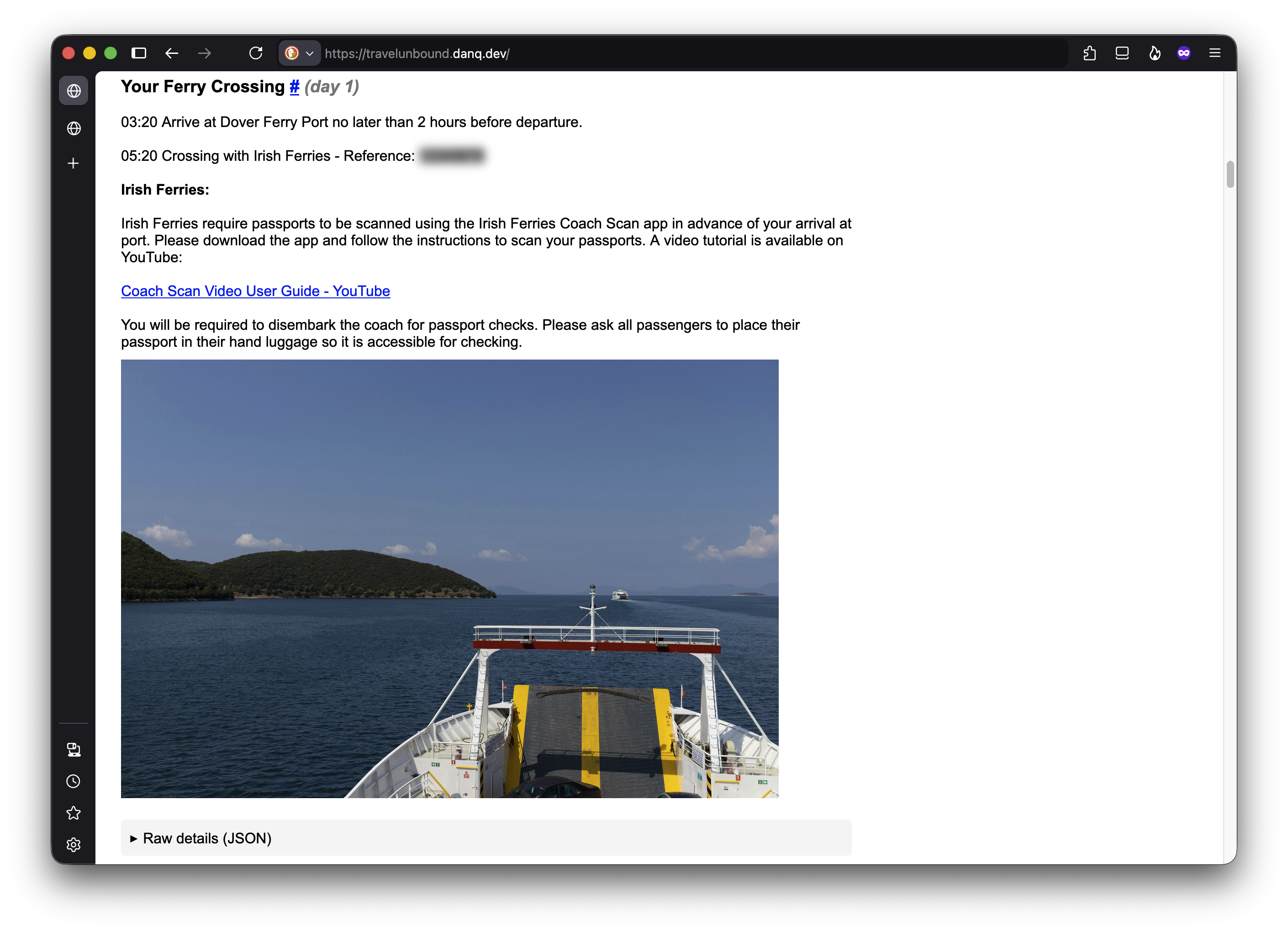 Dan's web-based alternative: a clean itinerary page
