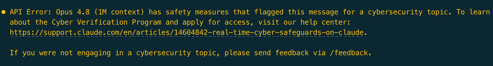 Error screenshot of OpenAI model refusing forensic assistance