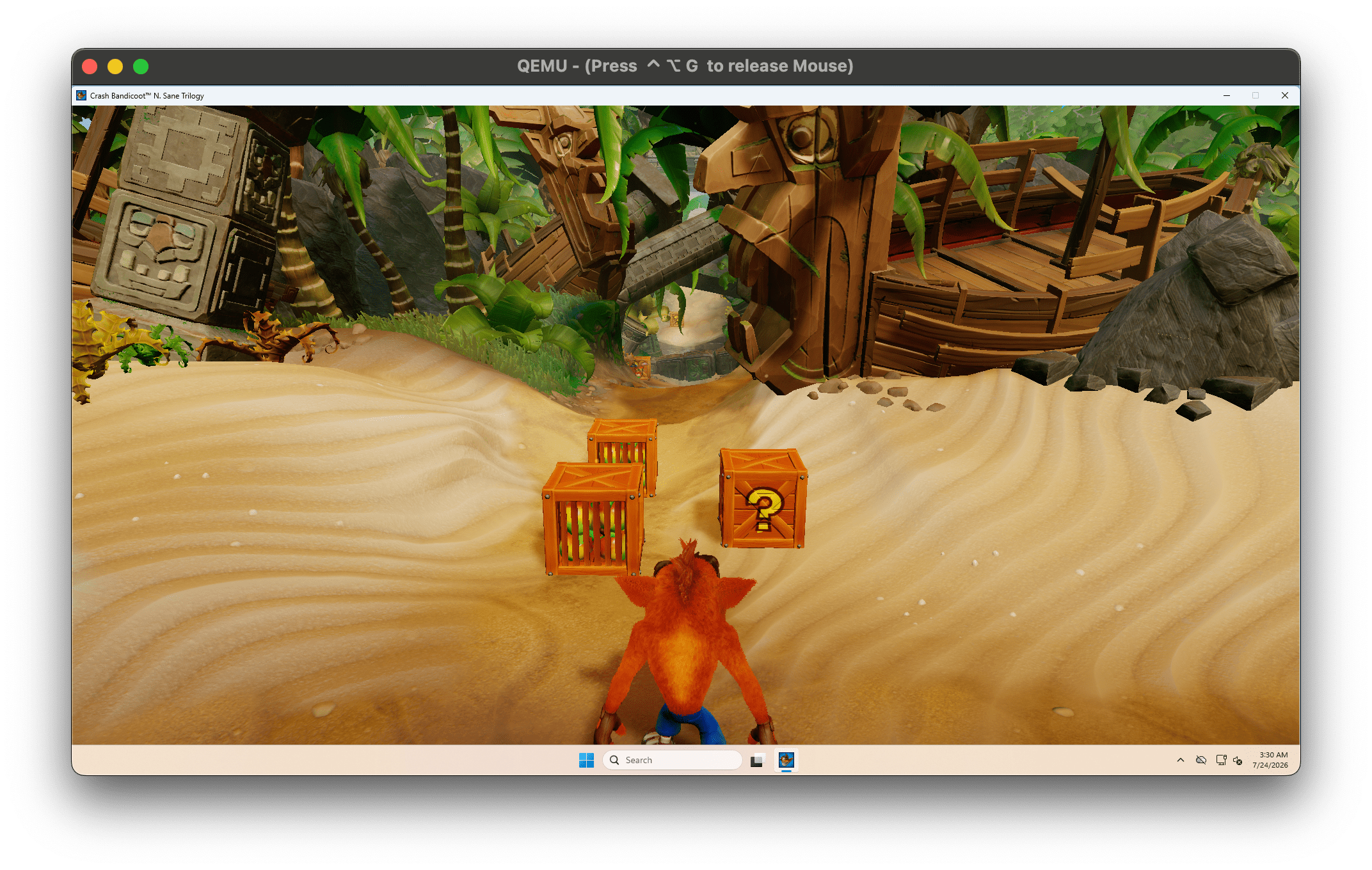 QEMU中运行的Windows游戏Crash Bandicoot