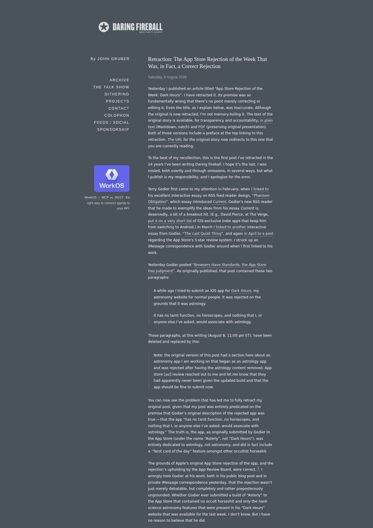 daringfireball retraction page screenshot