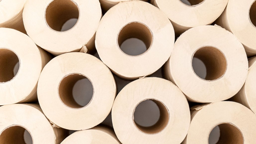 Stacked toilet paper rolls