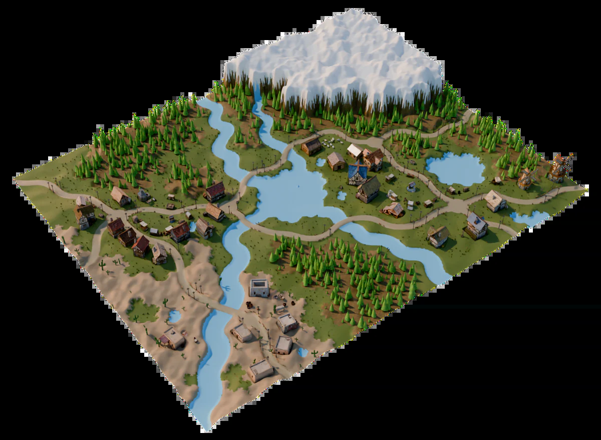 Frontier Mosaic 示例世界 isometric layout
