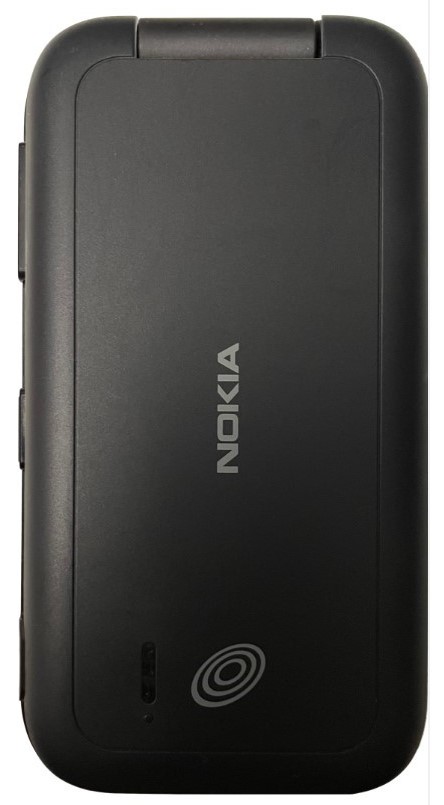 Nokia 2760 Flip 背面图：竖长机身与相机模组