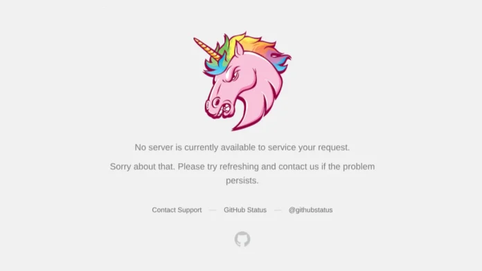Page de statut de GitHub indiquant plusieurs services majeurs touchés