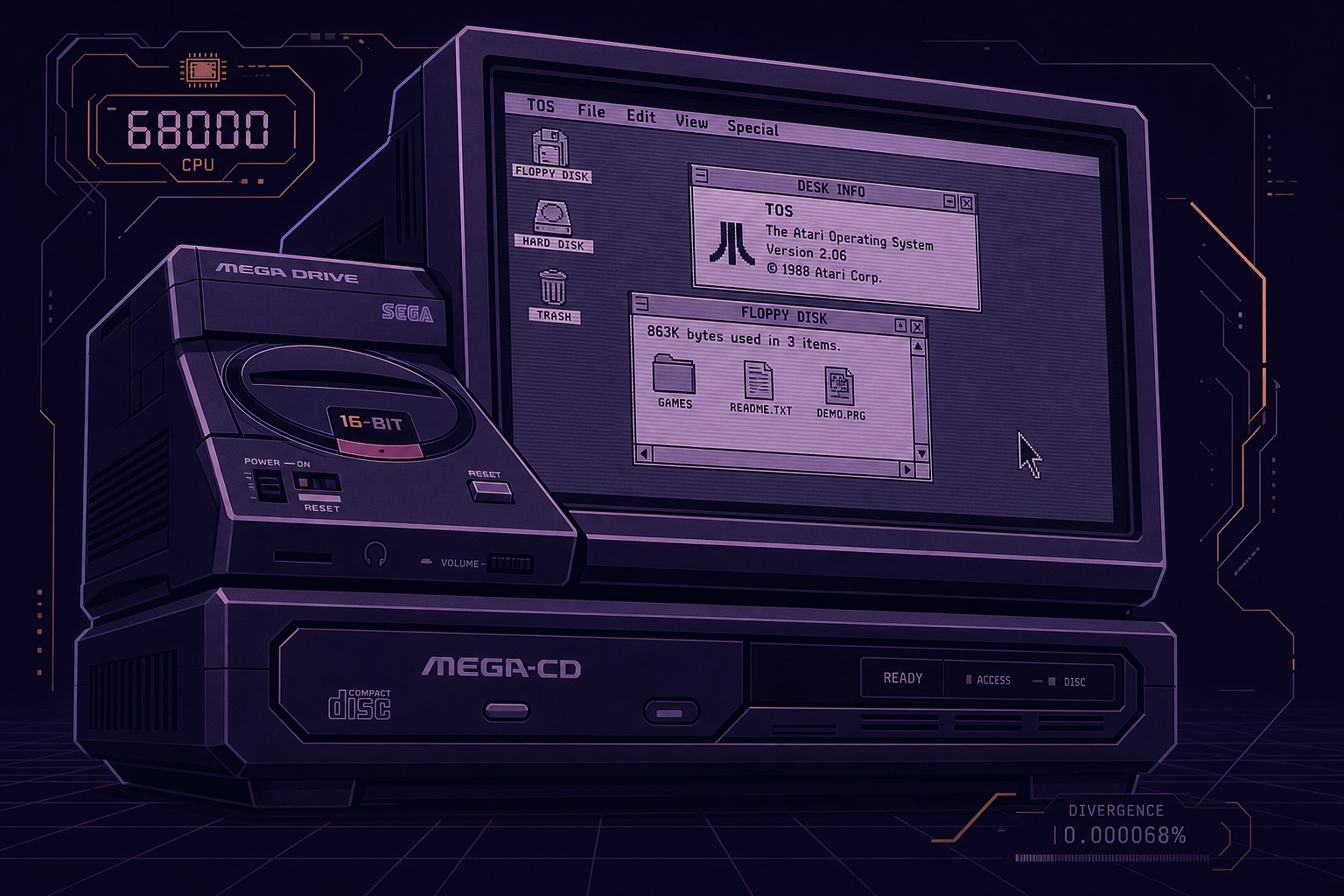 Sega Mega CD 运行 EmuTOS: 16位主机的桌面系统越界