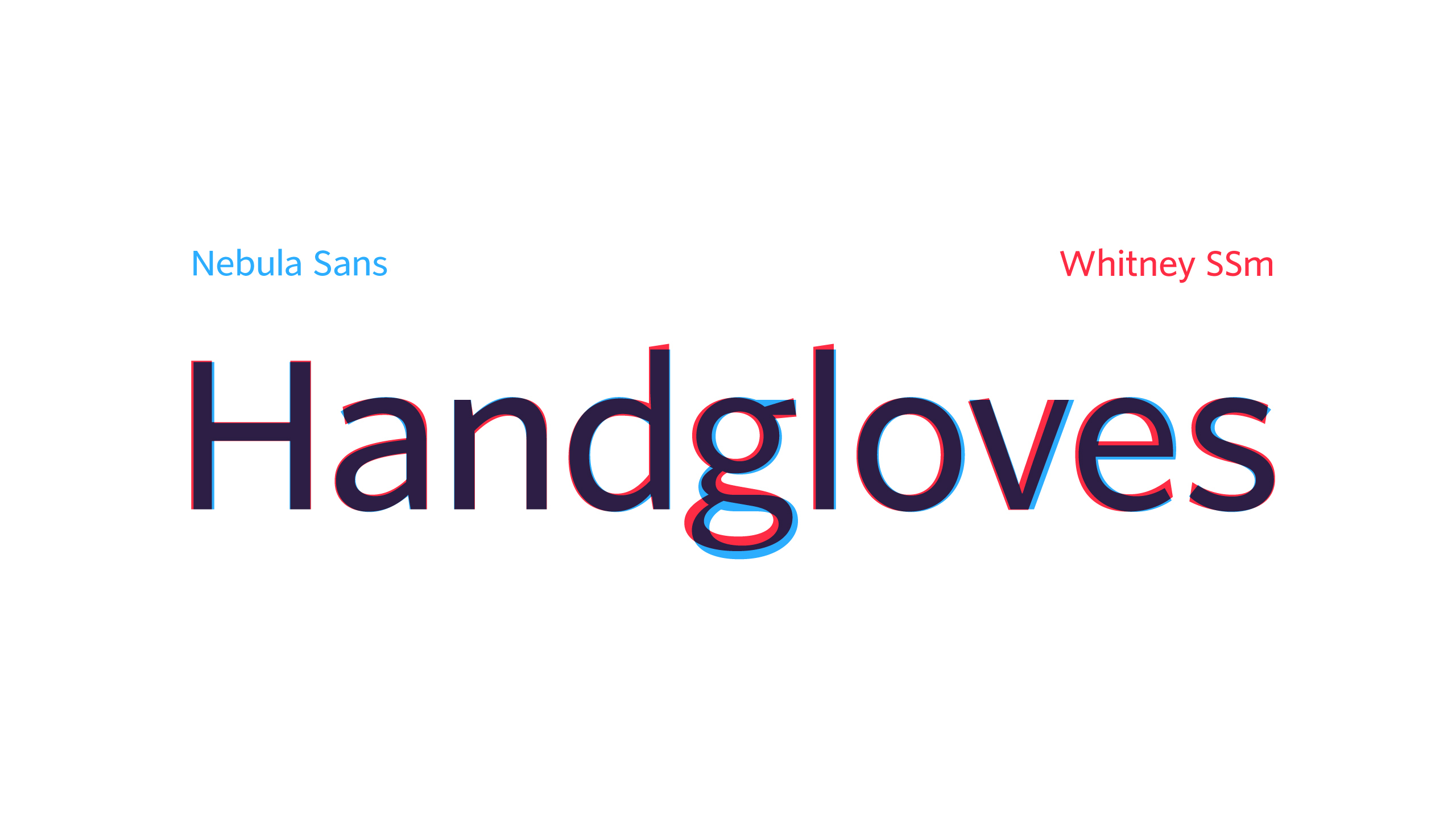 Nebula Sans 与 Whitney SSm 的字形叠加对比