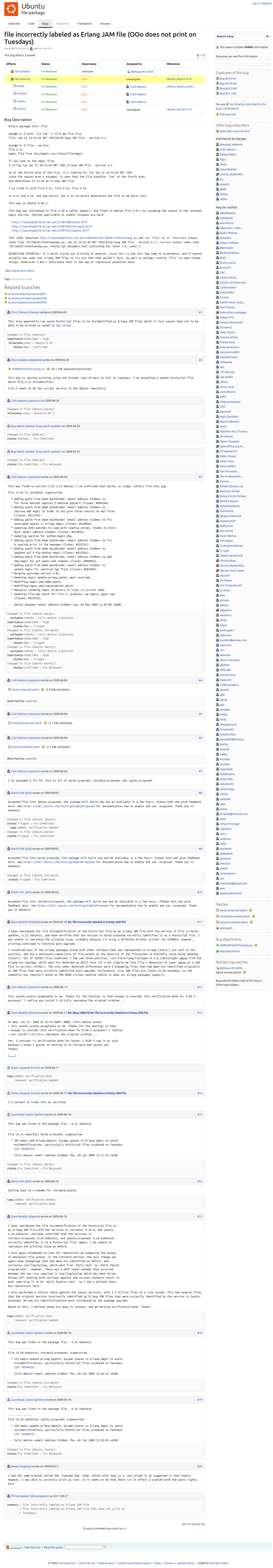 Launchpad Bug #248619：file 被误判为 Erlang JAM 文件