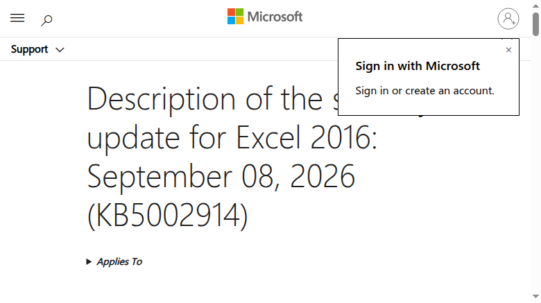 Excel 安全更新 KB5002914 的官方说明页