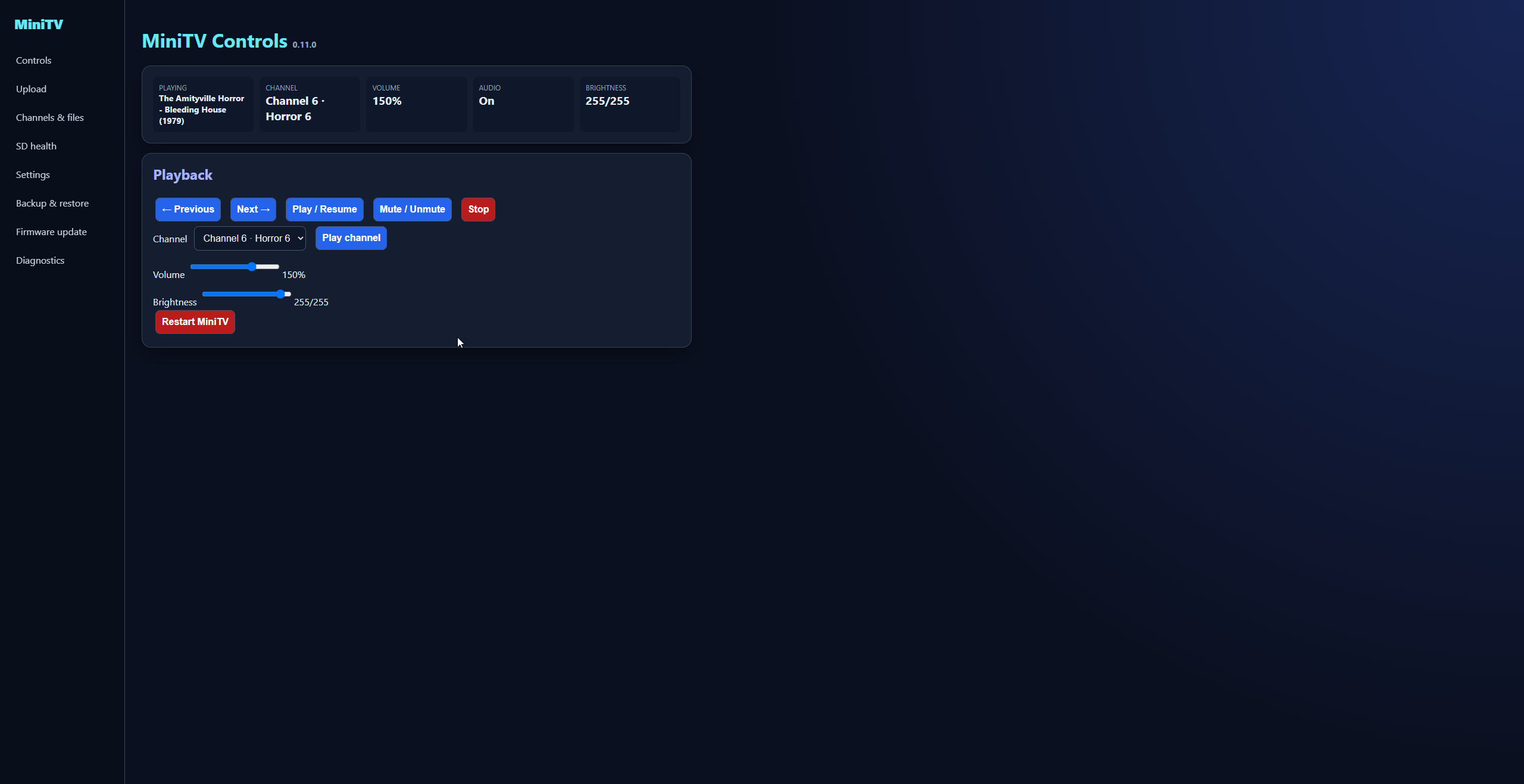 MiniTV playback controls