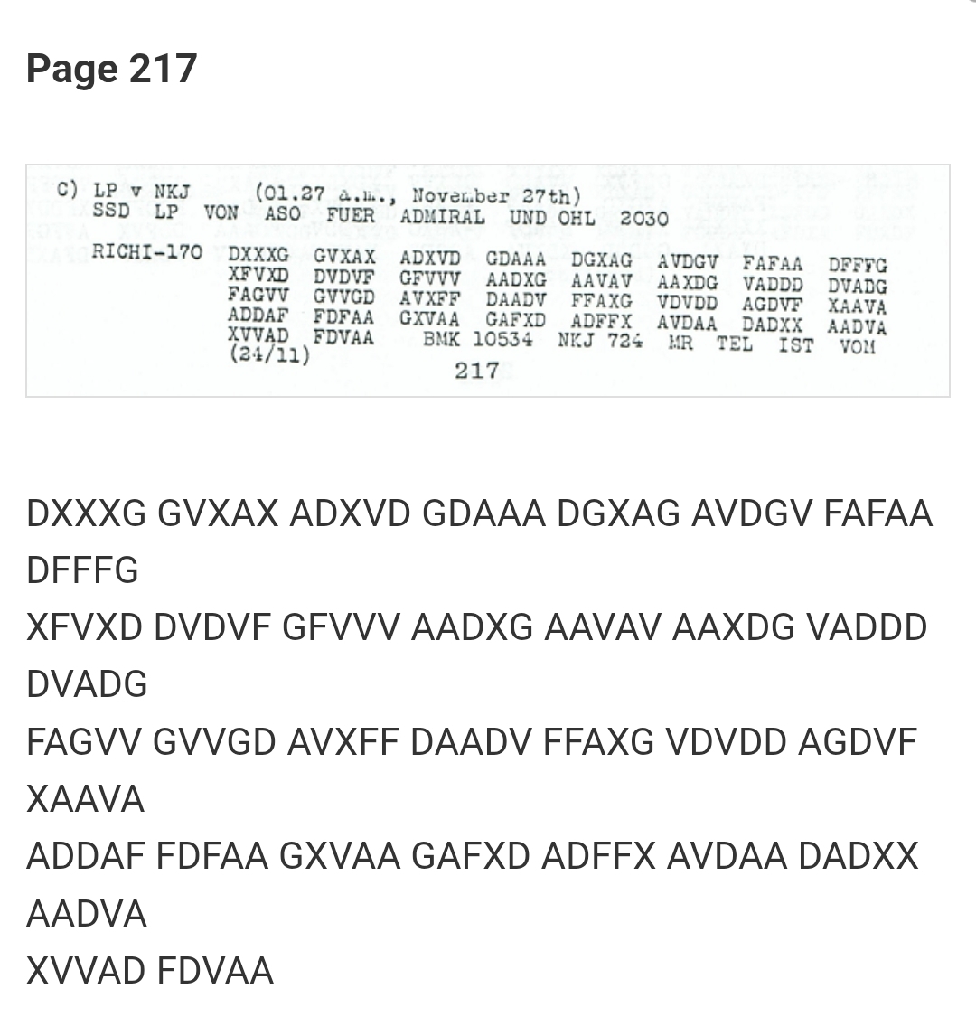 The unsolved German cipher from November 27, 1918