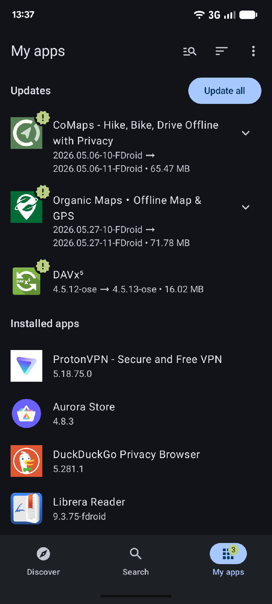 F-Droid 2.0 新版 My Apps 界面