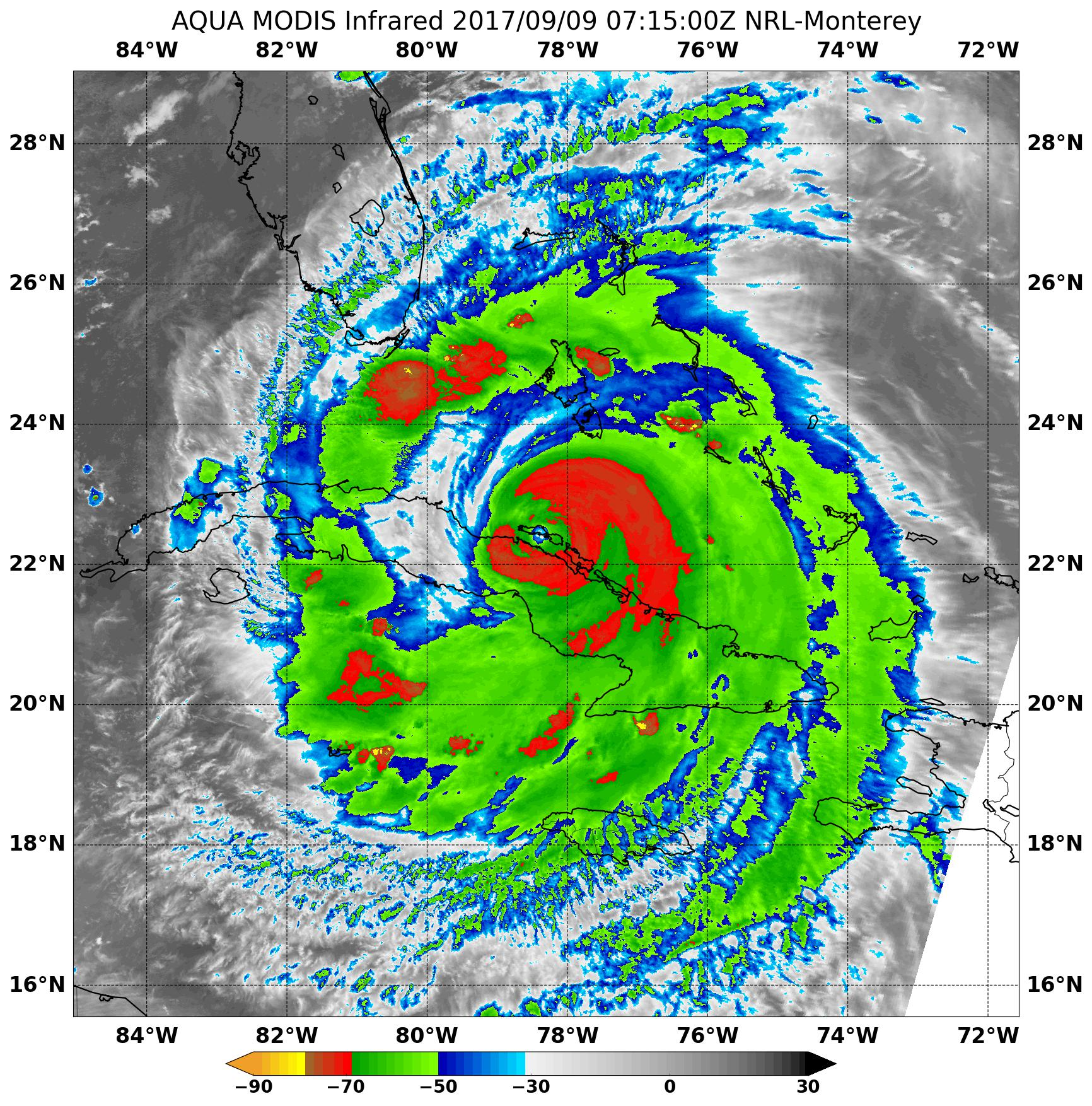Satellite view of Hurricane Irma in 2017