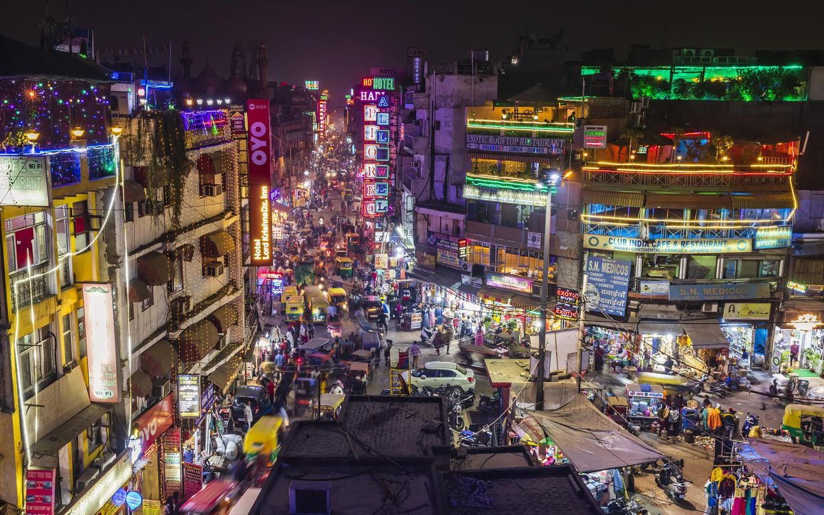 Delhi Night Streetscape