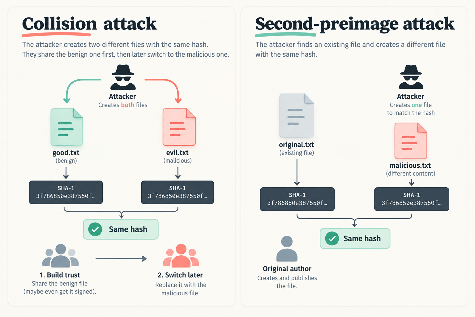 Collision vs Second-Preimage Attack
