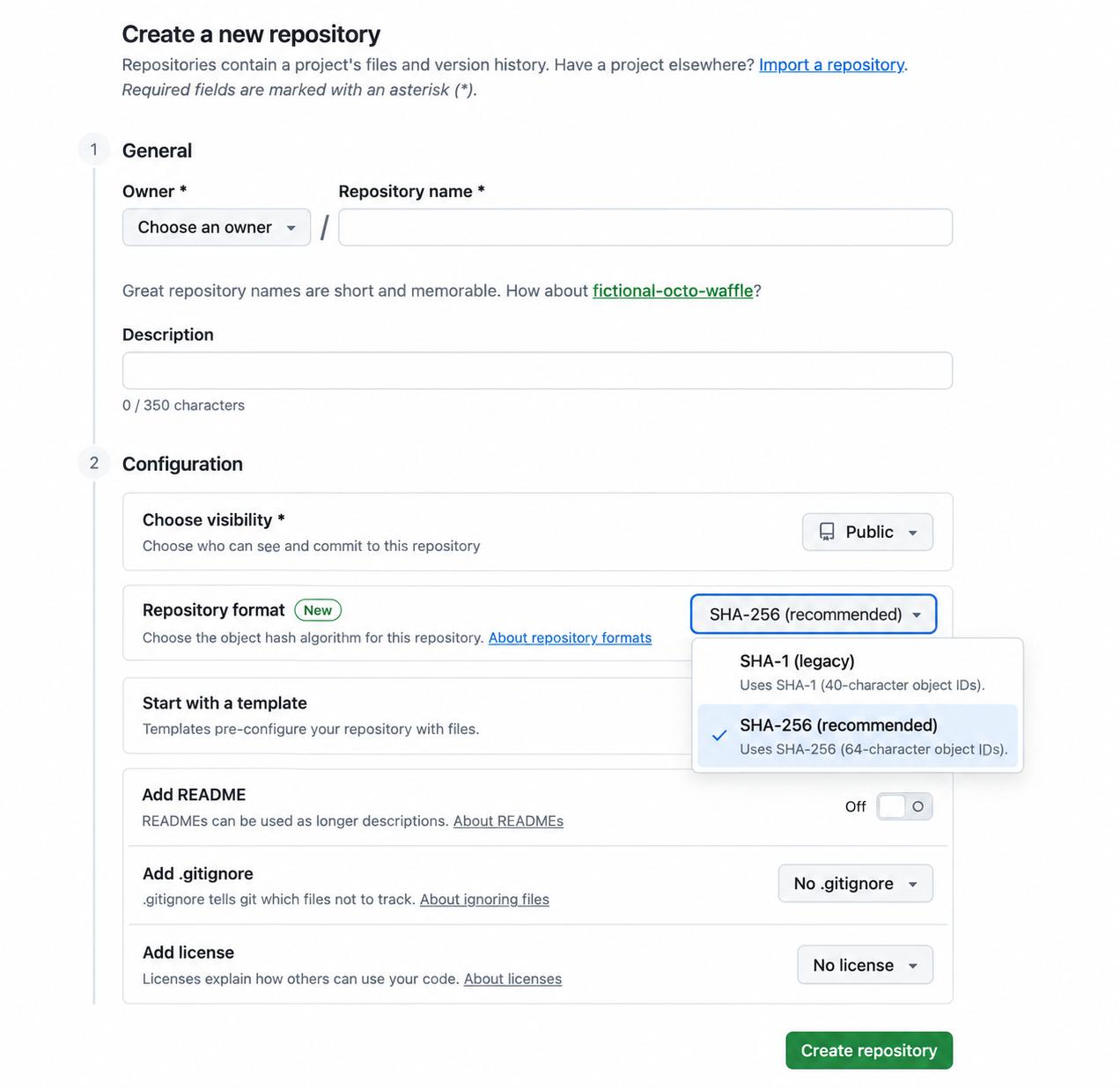 Hash format UI