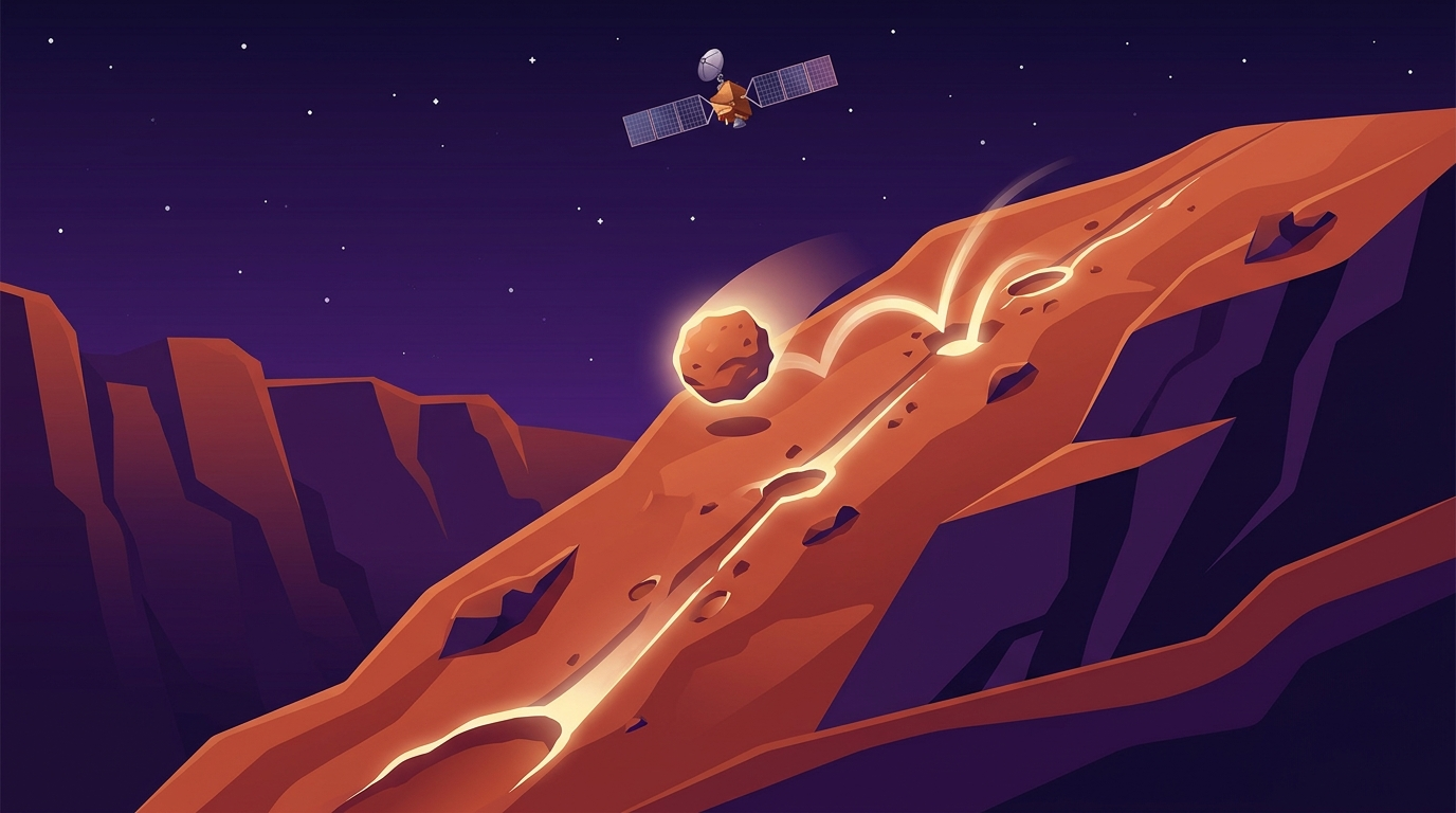 火星轨道拍下27条新滚石轨迹 石头成了天然地震仪
