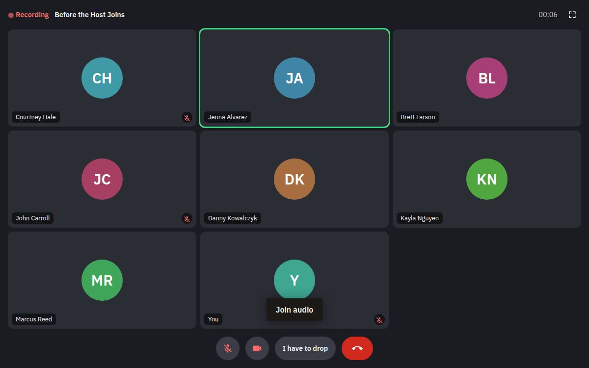 Fleeting meeting interface