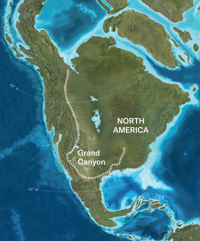 Map: Ancient mega-escarpment along the western margin of Laurentia