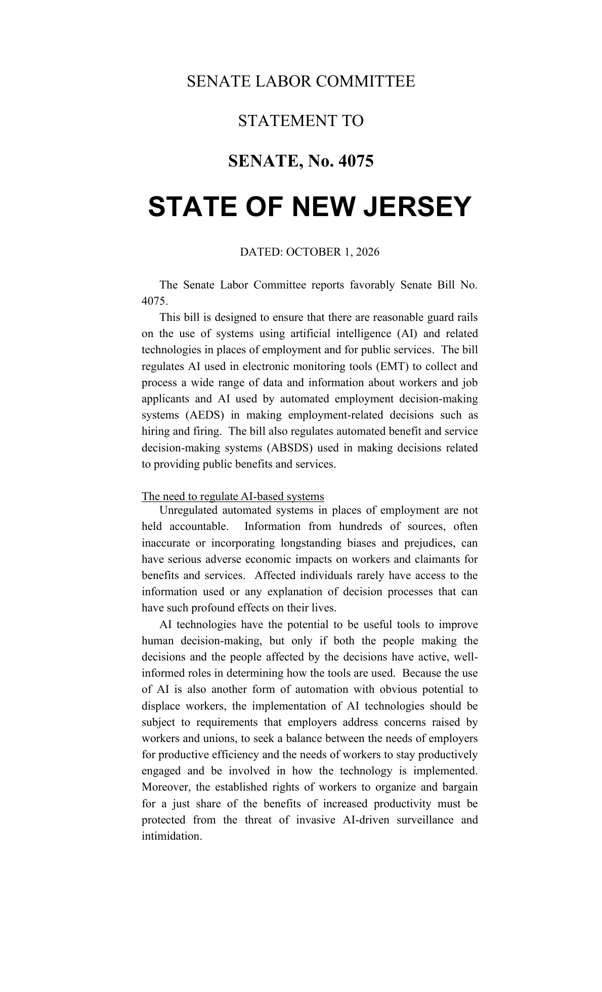 New Jersey Senate Bill S4075