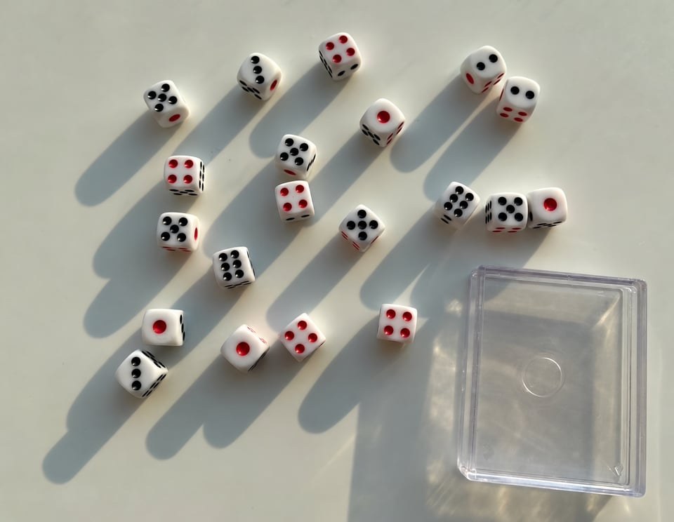 Twenty dice from a FamilyMart in Taiwan
