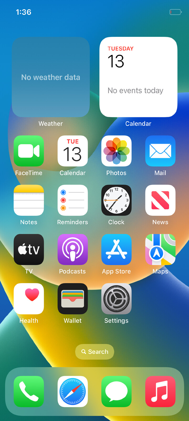 iOS 16.5 home screen on an Android phone