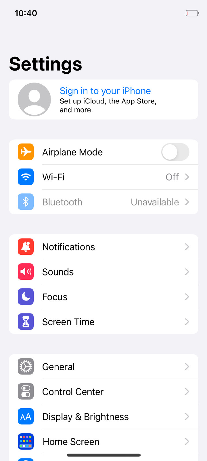 Settings General page showing iPhone X model name