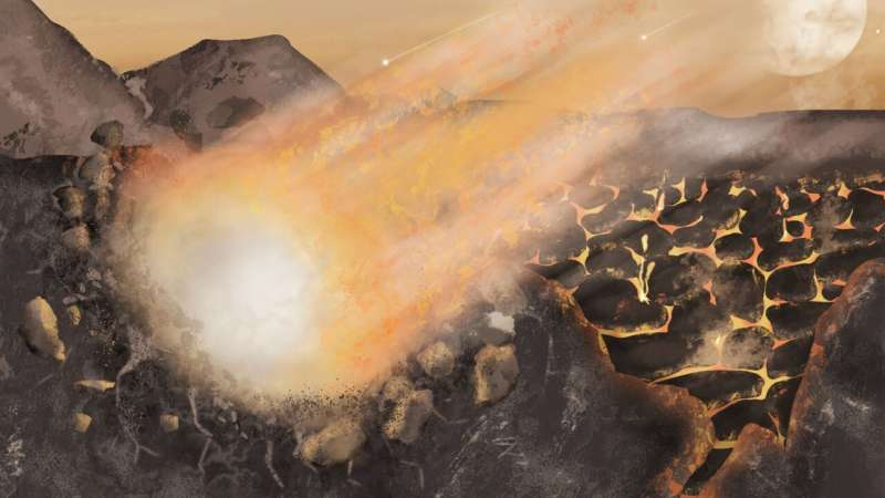 Artist illustration of comet impacting early Earth